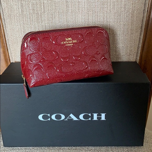 Coach Signature LTR Cosmetic Case 17 Cherry - Picture 2 of 8